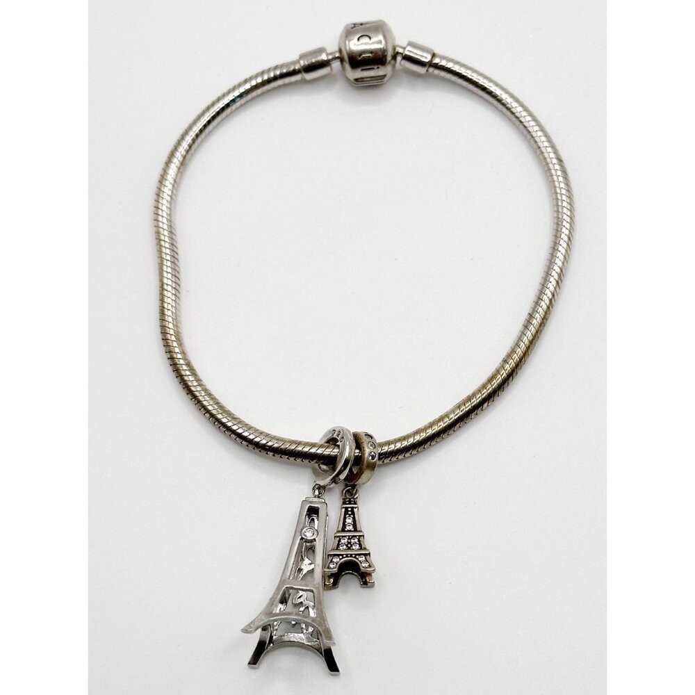 Sterling Silver‎ Paris Charms Eiffel Tower Charm Bracelet